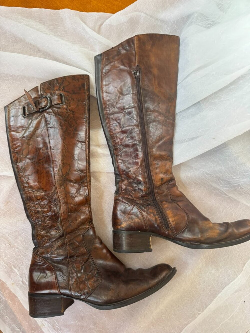 Born Crown Roxie distressed crackle leather riding boots
